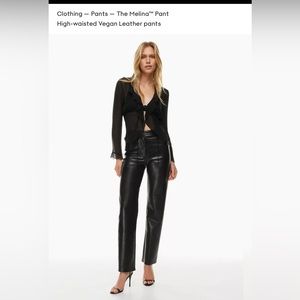 Aritzia Wilfred Melina Pant 12 Tall Black High-waisted Vegan Leather pants 👖
